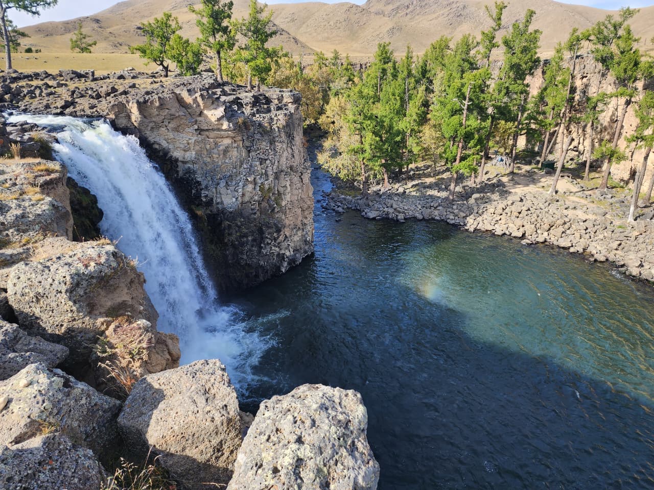 Orkhon Waterfall cascading through the Orkhon Valley